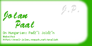 jolan paal business card